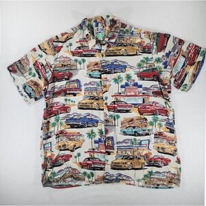 Reyn‎ Spooner Vintage Mens XXL Classic Muscle Cars Shirt Aloha Diner Hawaiian